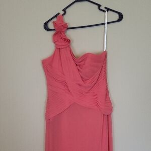 David's Bridal One-Shoulder Coral Dress